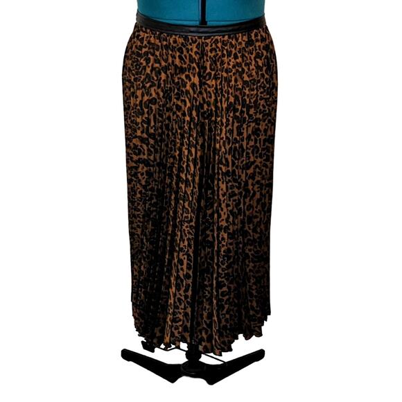 My Danelle Leopard Pleated Skirt w/Elastic Waist Size Large - Picture 1 of 7
